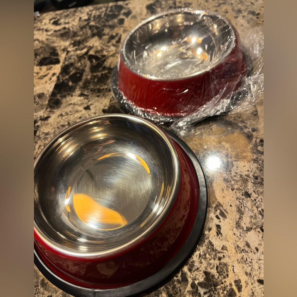Small Red Pet Bowls, Never Used